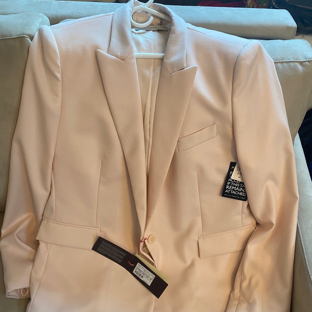 Stella McCartney light blush textured linen blazer